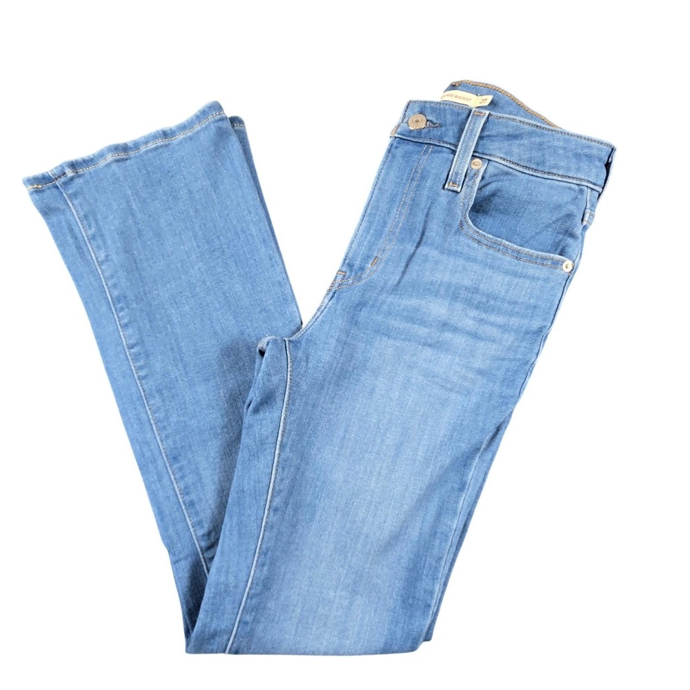 Levis High Waisted Bootcut Jeans Womens 27 Blue Medium Wash Stretch Denim Flare